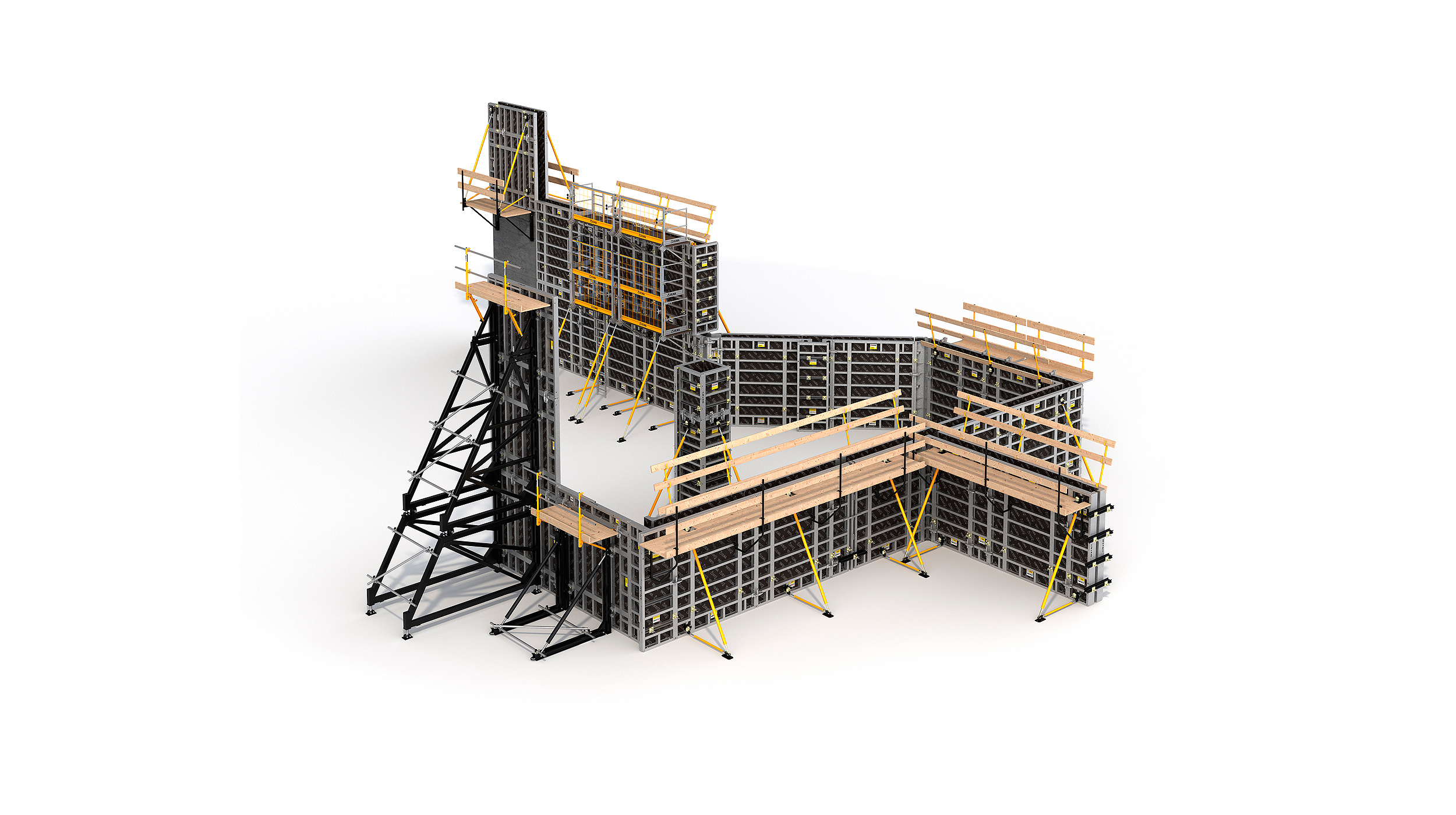 Sistema di casseforme modulari per la costruzione di qualsiasi struttura verticale in calcestruzzo. Punti di forza: alte prestazioni con un costo di lavorazione minimo.