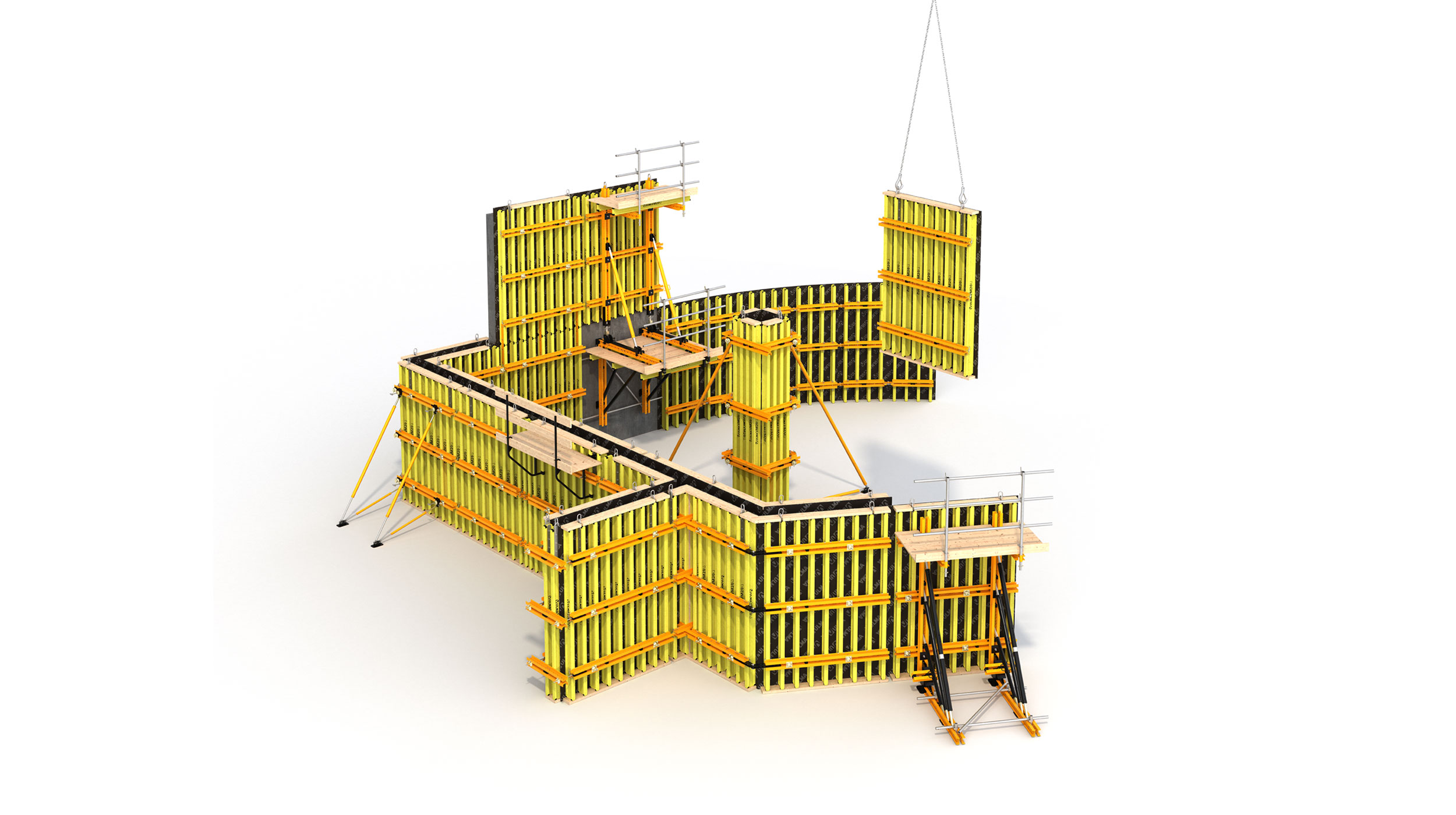 Sistema di cassaforma a travi flessibile e versatile per l'edilizia e l'ingegneria civile. Finitura del calcestruzzo eccellente.