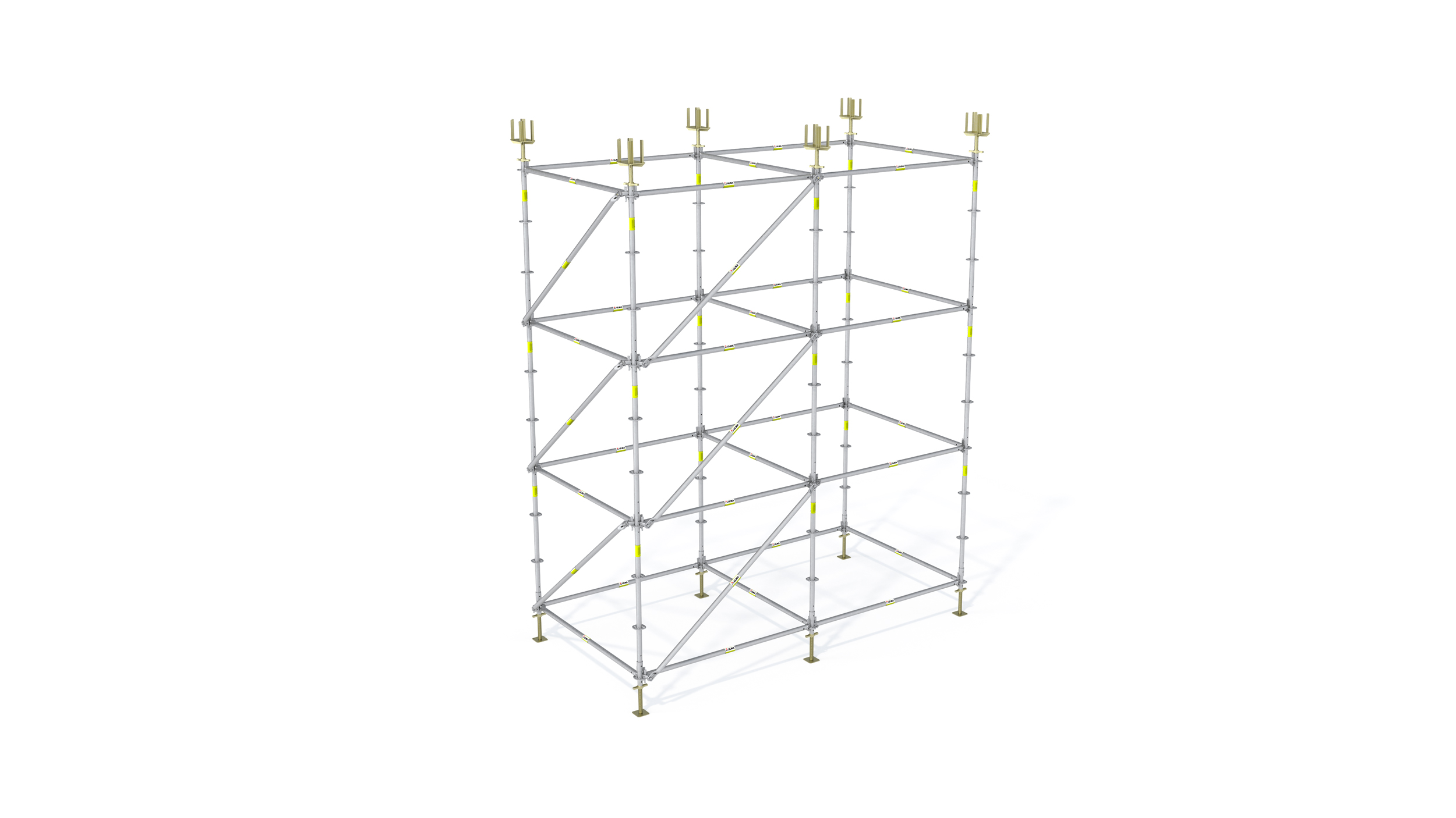Sistema di puntellazione estremamente flessibile. È possibile montare configurazioni multiple di torri, in modo rapido e semplice. Concepito principalmente per la costruzione di edifici.