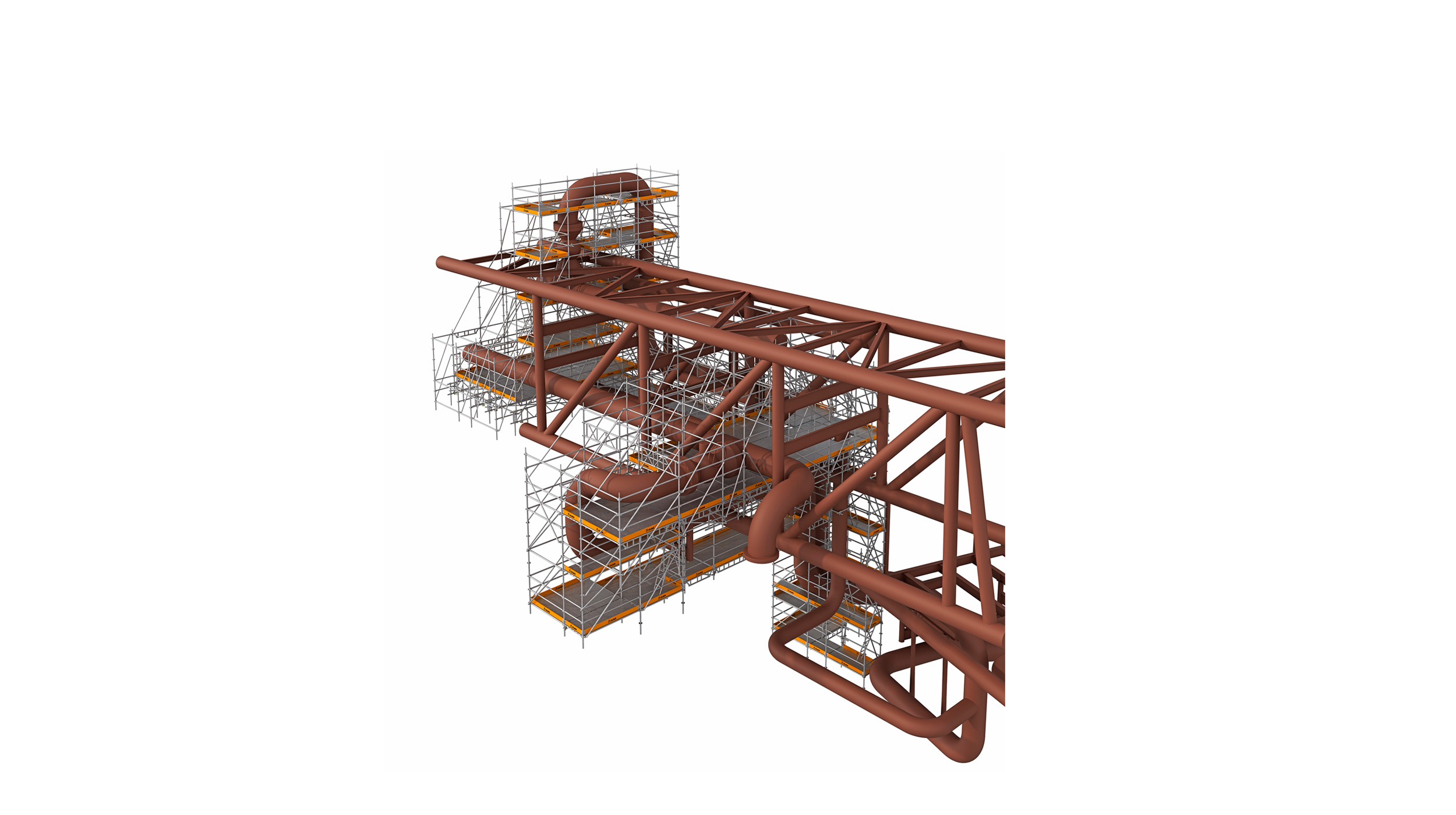 Piattaforma di lavoro temporaneo molto stabile e flessibile che permette di realizzare diverse lavorazioni nei settori dell’industria e dell’energia, sia nelle nuove installazioni che nella loro manutenzione.