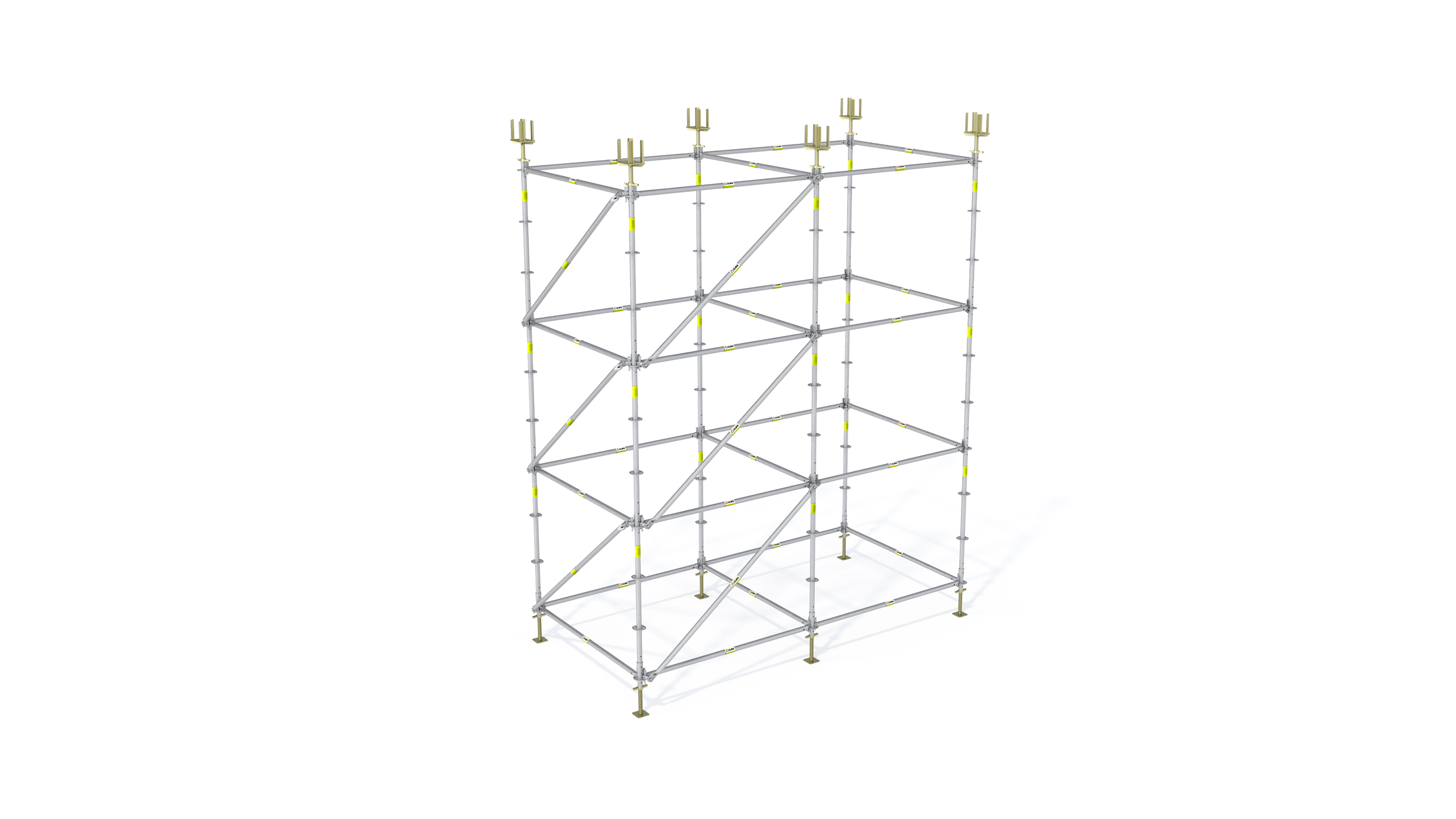 Ponteggio di grande flessibilità e stabilità. Può essere adattato in modo ottimale a tutti i tipi di geometrie di facciata in modo rapido e completamente sicuro. Prodotto certificato.