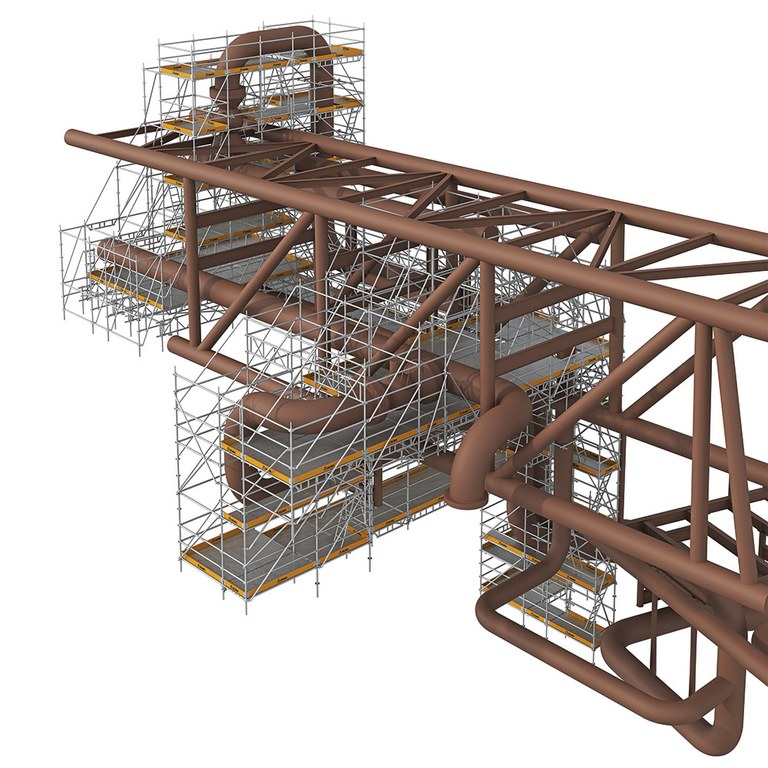 Ponteggio industriale BRIO per nuove istallazioni e per lavori di manutenzione nel settore industriale ed energetico.