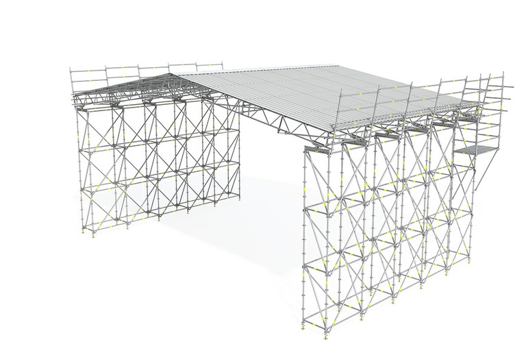 Ponteggio di protezione BRIO per coperture temporanee.